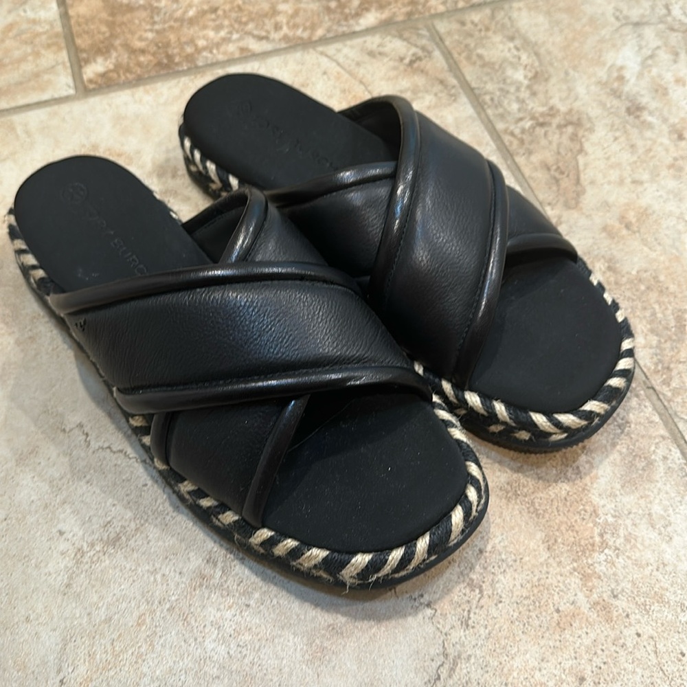 Tory Burch Espandrille Leather Slides 10.5